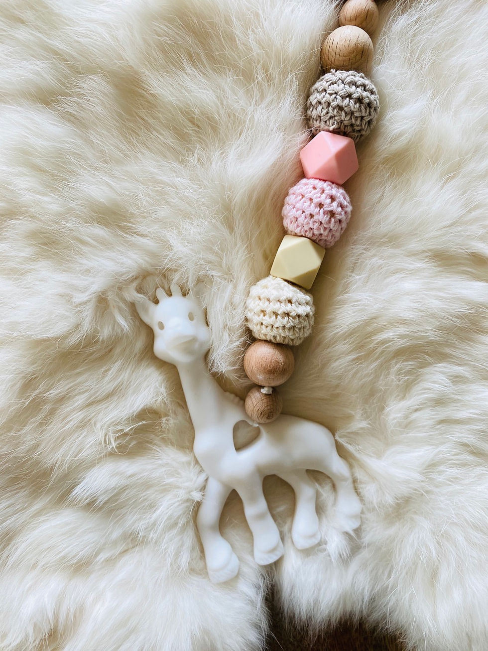 Giraffe Hanging Toy/Teether Pink