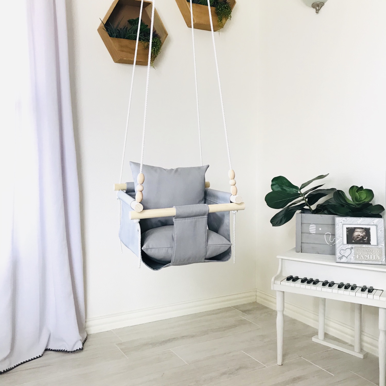 Thumbnail: Light Gray Regular Back Baby Swing