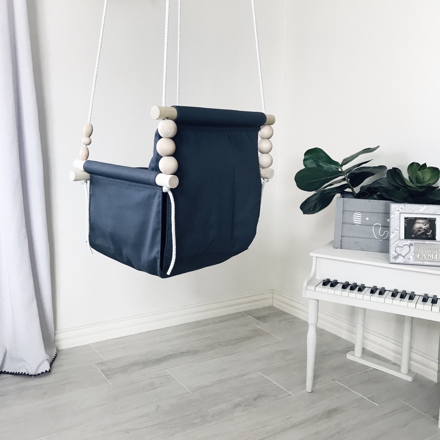 Thumbnail: Charcoal Gray High back Baby Swing