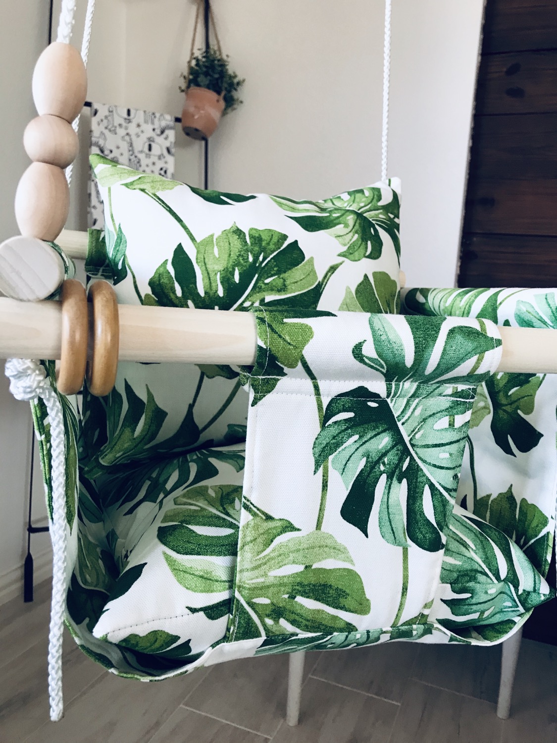 Thumbnail: Tropical Fabric Print Baby Swing