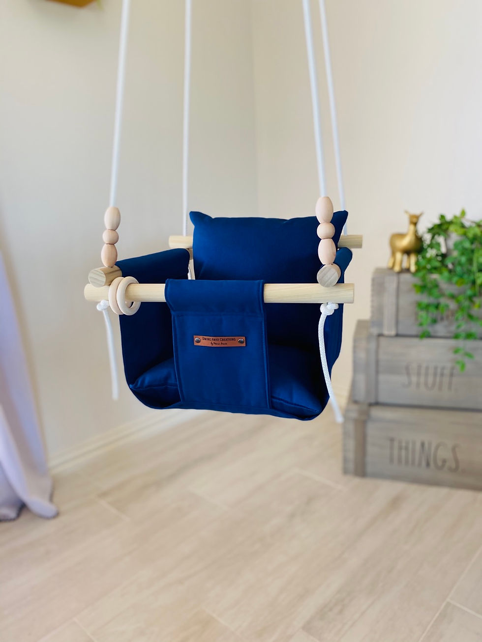 Thumbnail: Navy Blue Regular Back Baby/ Toddler Swing