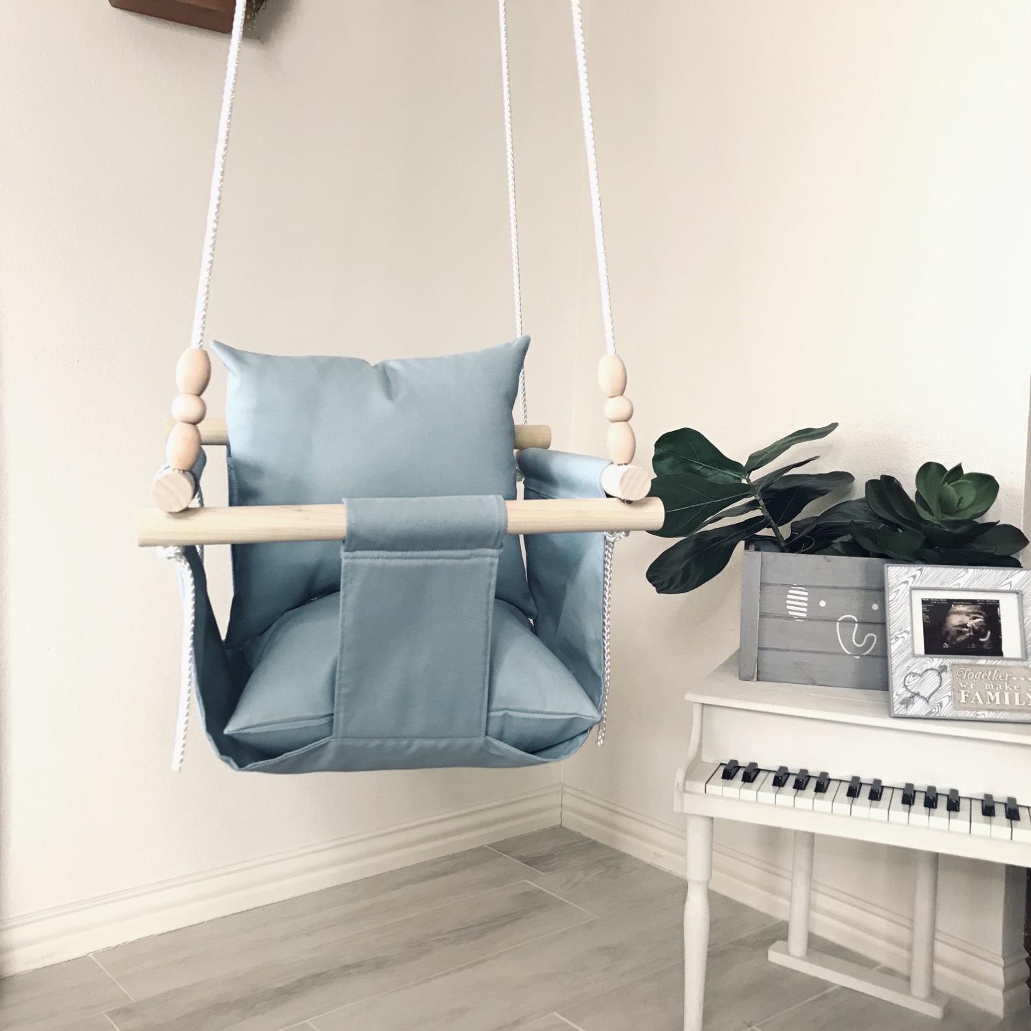 Thumbnail: Light Blue Regular Back Baby Swing