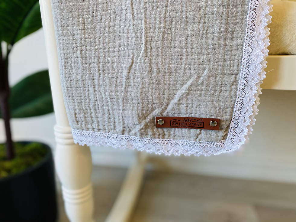 Thumbnail: White Fringe Swaddle/Muslin Baby Swaddle 
