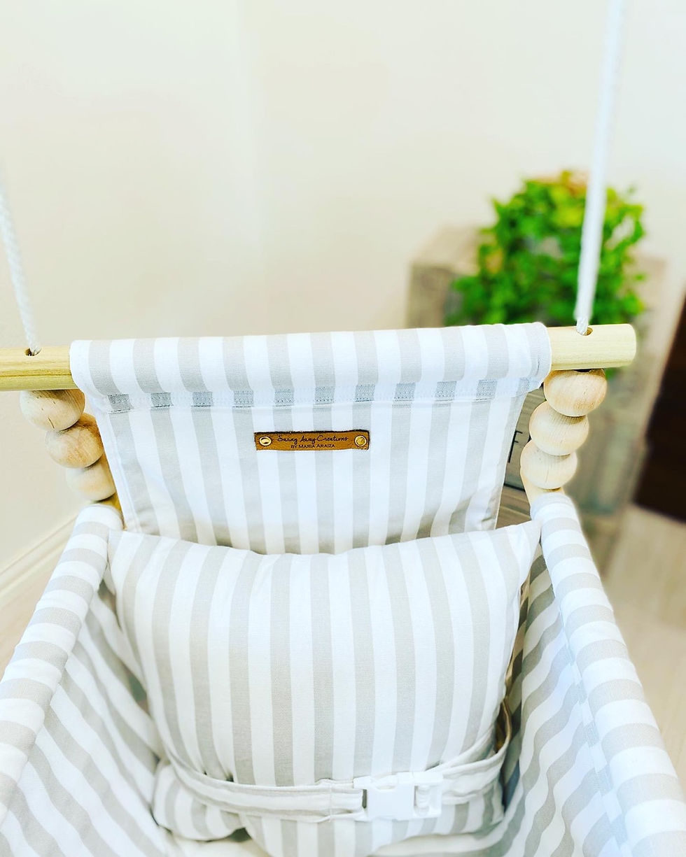 Thumbnail: French Gray Linen High back Baby Swing
