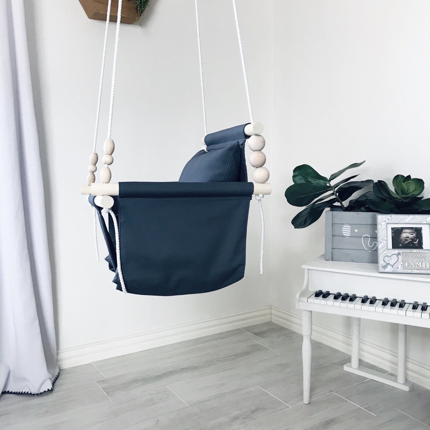 Thumbnail: Charcoal Gray High back Baby Swing