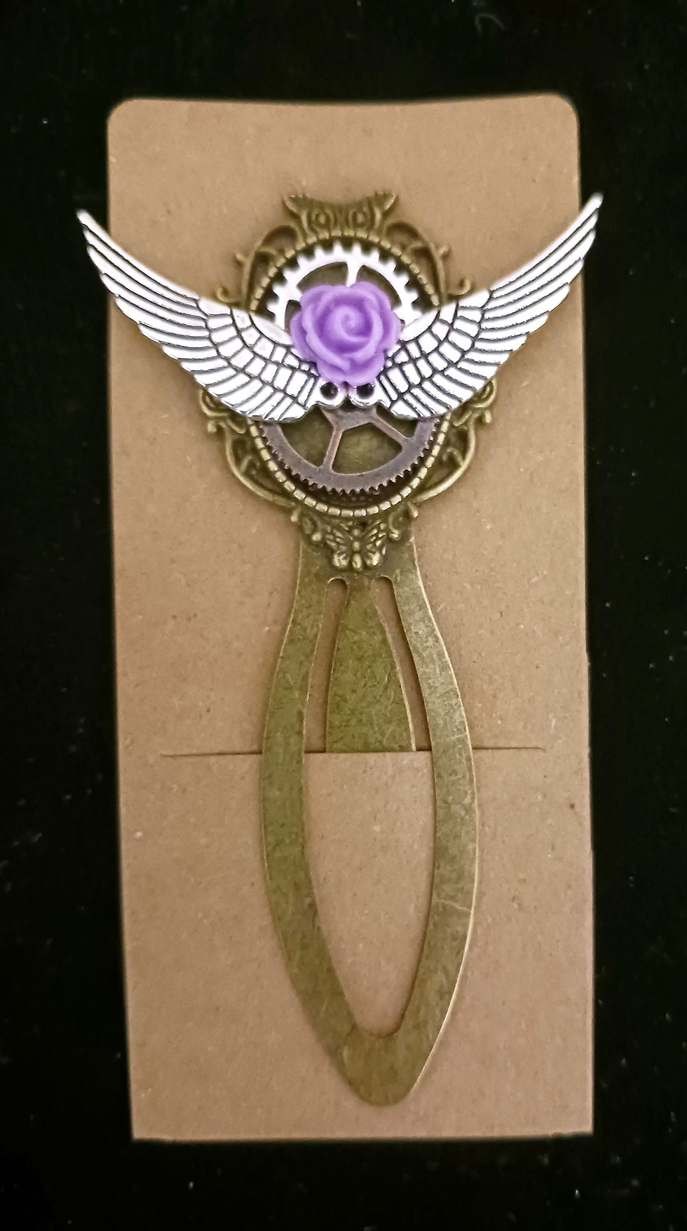 marque-page steampunk ailes et rose