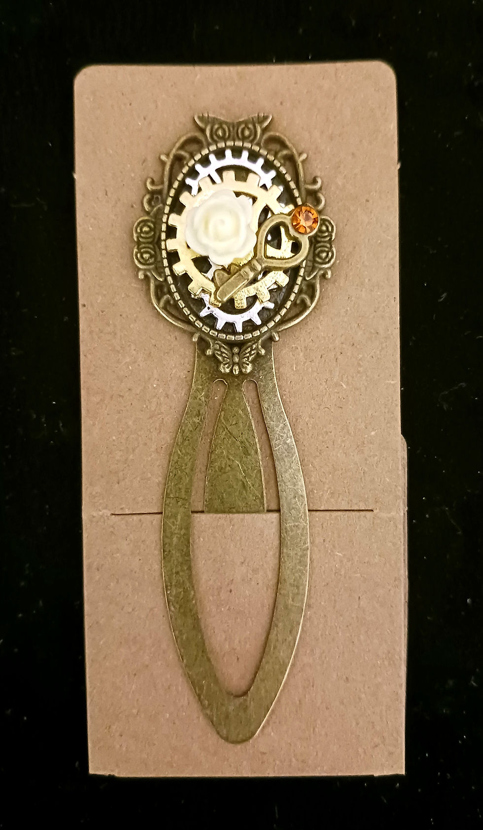 marque-page steampunk rose et clé