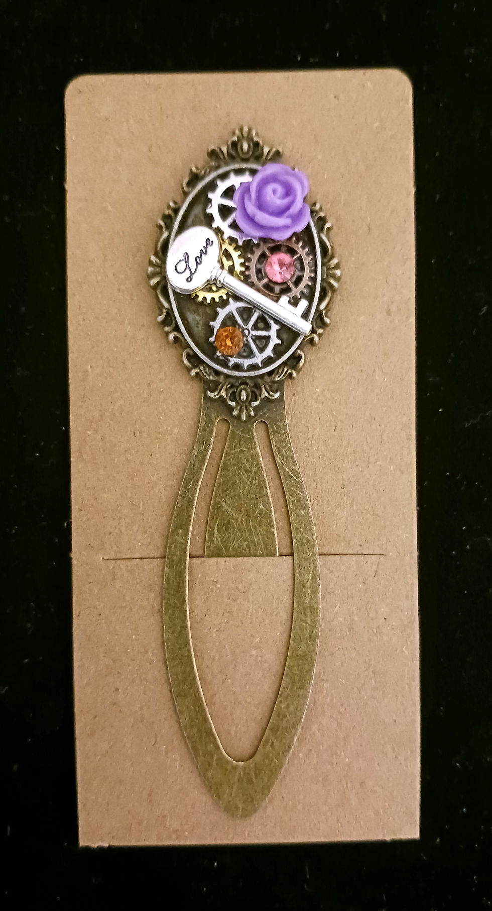 marque-page steampunk rose et clé