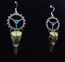 boucles d'oreilles steampunk crânes d'oiseaux
