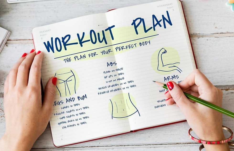 notebook with workout plan