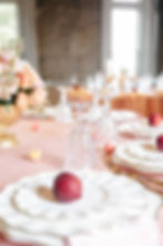 Elegant event rental West Virginia table with peach decor