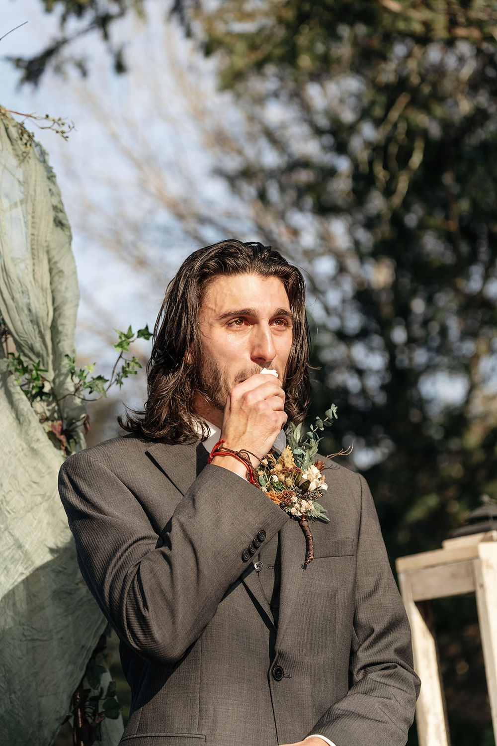 Groom emotional at wedding ceremony