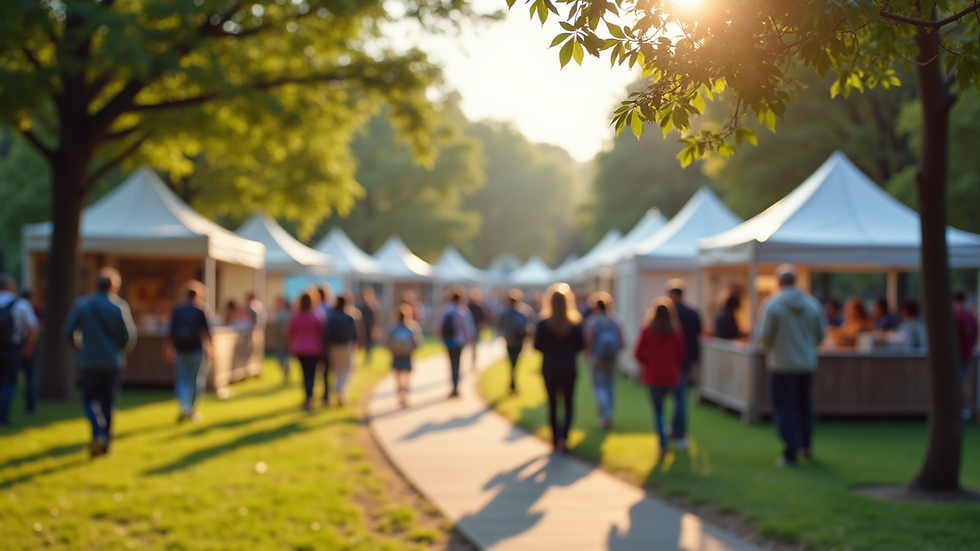 Wide angle view of a health fair in a public park