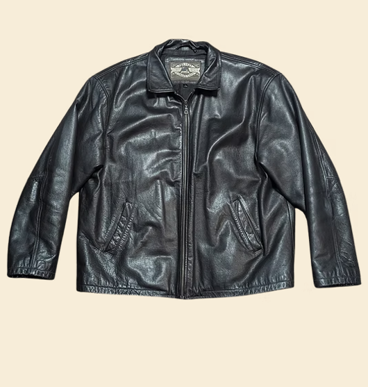 Vintage Jacket | Mens Vintage Black Leather Jacket Size Large