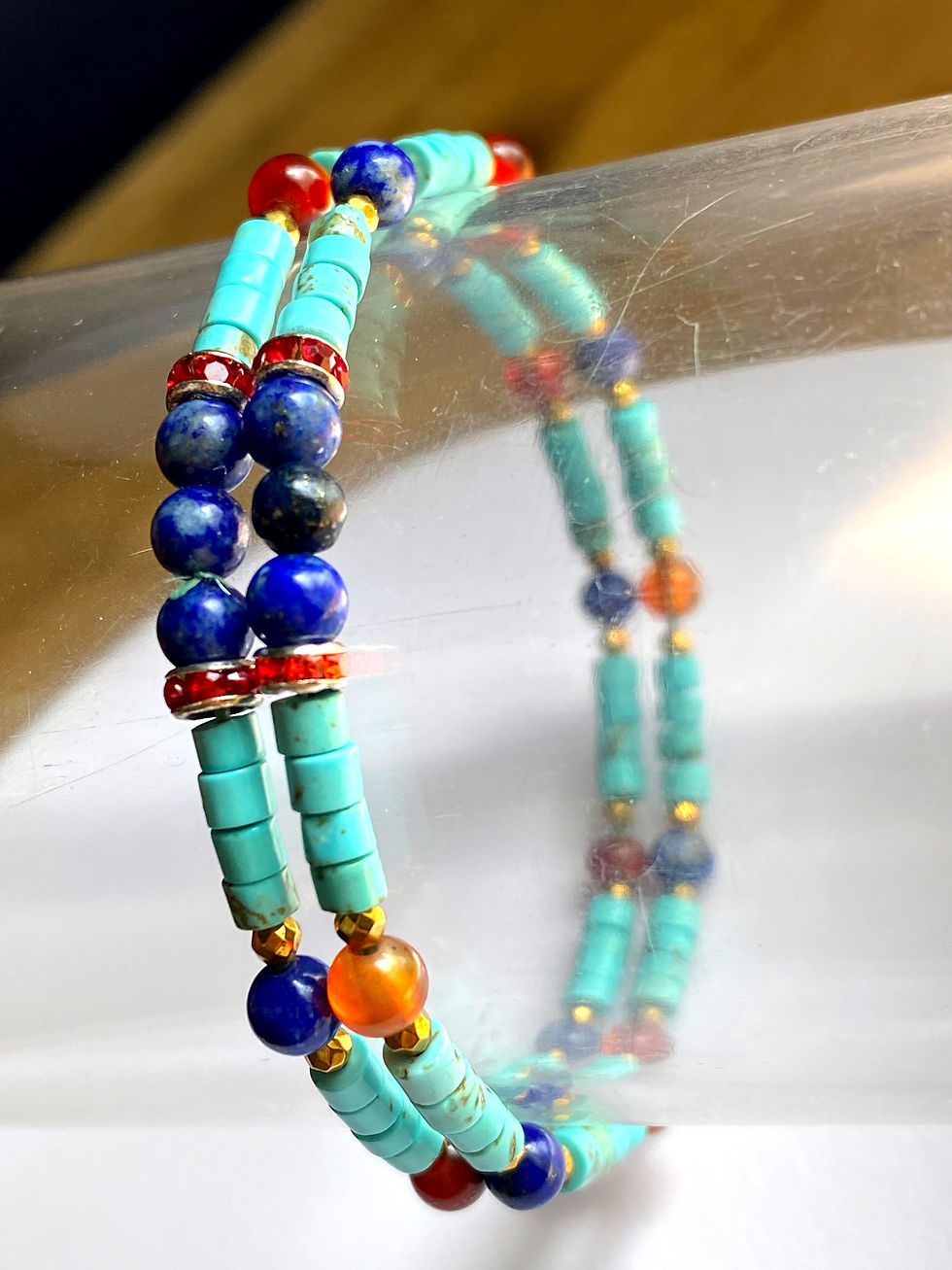 Thumbnail: Lapis Lazuli Turquoise Howlite Carnelian Minimalist Bracelet