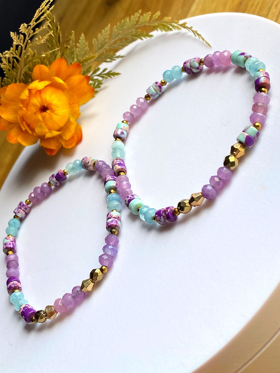 Thumbnail: Purple Chalcedony Imperial Jasper Minimalist Bracelet