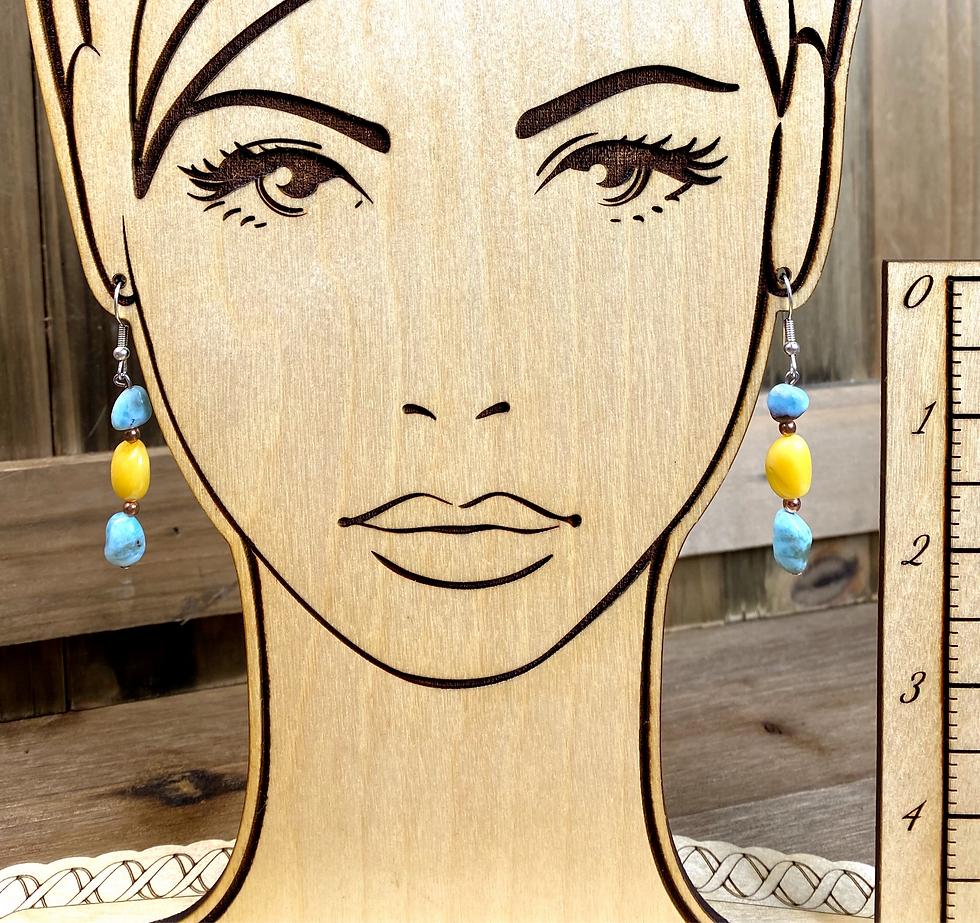 Thumbnail: Baltic Amber with Larimar Earrings Design #2