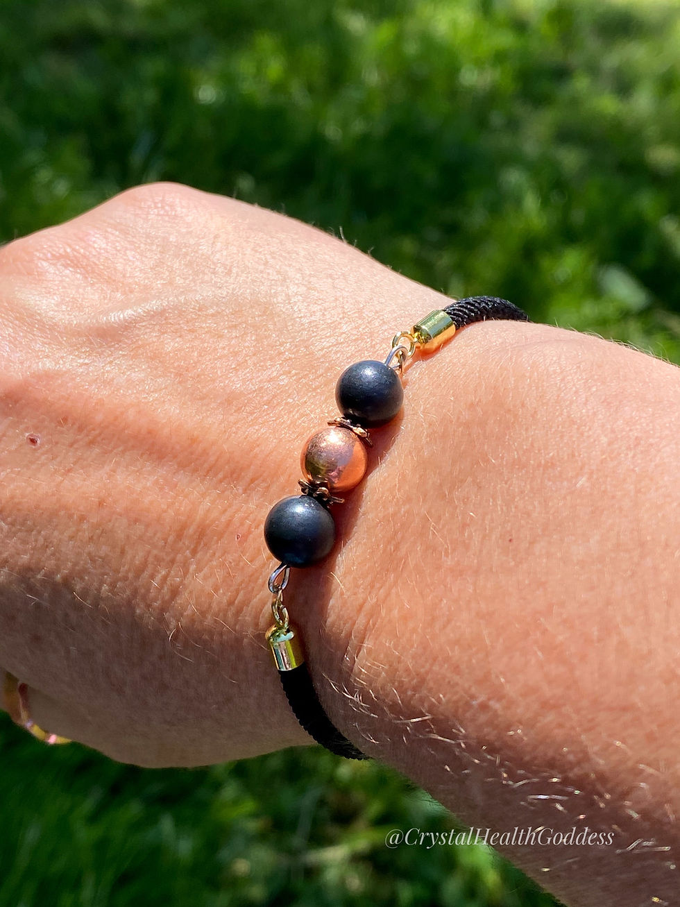 Thumbnail: Shungite Beads With Copper Adjustable Bracelet