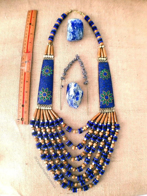 Thumbnail: Lapis Lazuli Malachite Artisan Statement Necklace