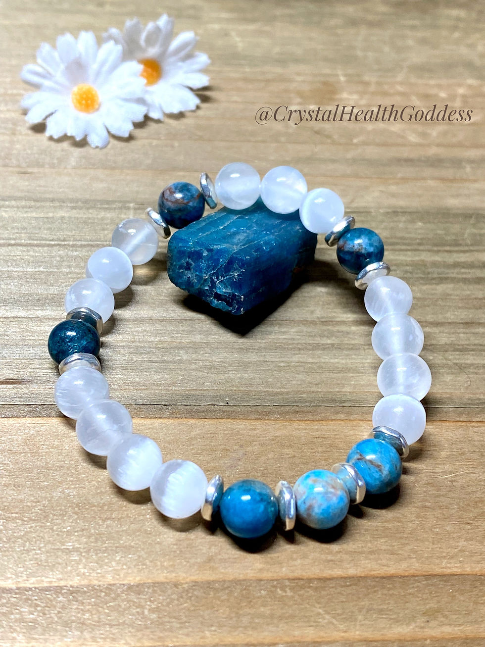 Thumbnail: Selenite  Blue Appatite Bracelet