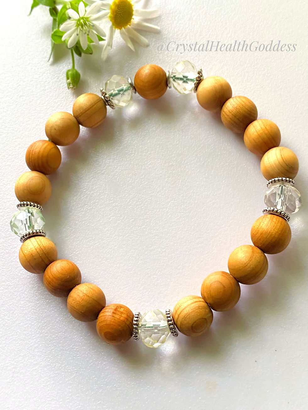 Thumbnail: Genuine Siberian Cedar Wood Bracelet with AB Austrian Crystals