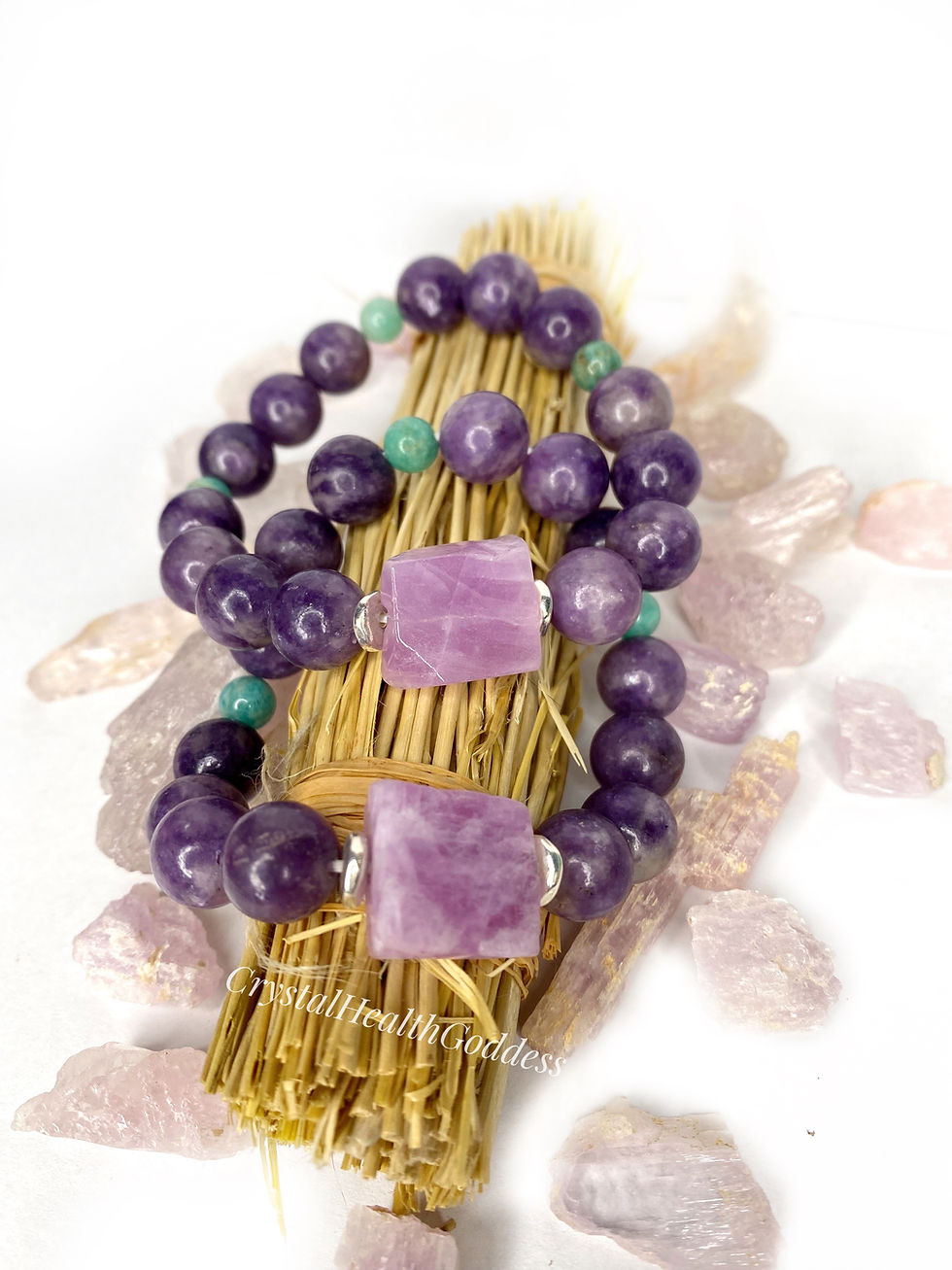 Thumbnail: Lepidolite Pink Kunzite Amazonite Bracelet