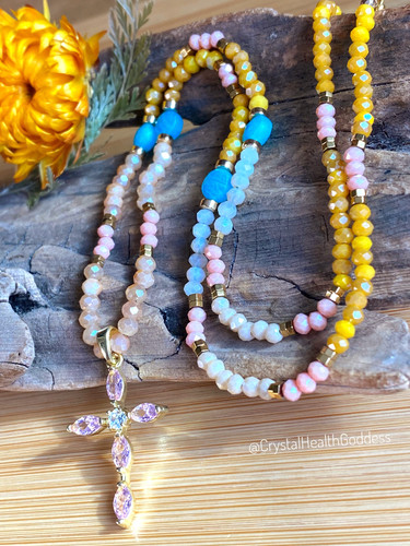 Amazing jewelry❀観音様オルゴナイト❀ Amazonite with Austrian Crystals Christian Necklace