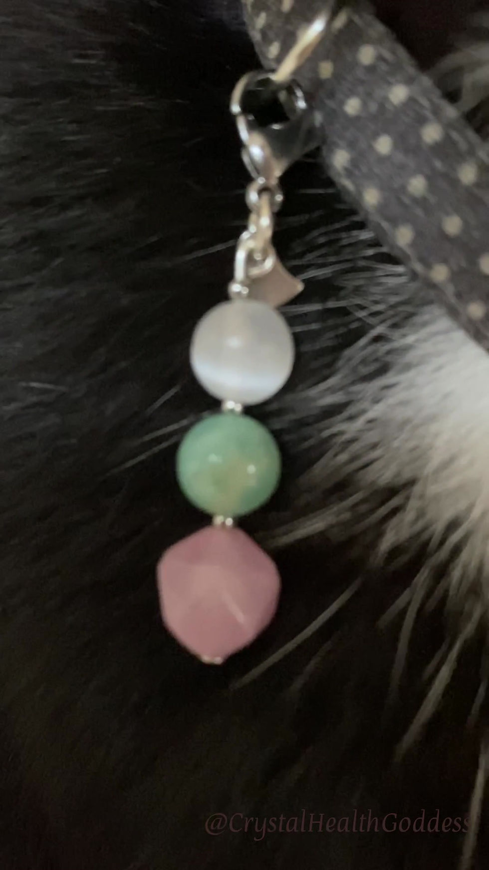 Thumbnail: Pet Collar Pendant With Rose Quartz + Amazonite + Selenite