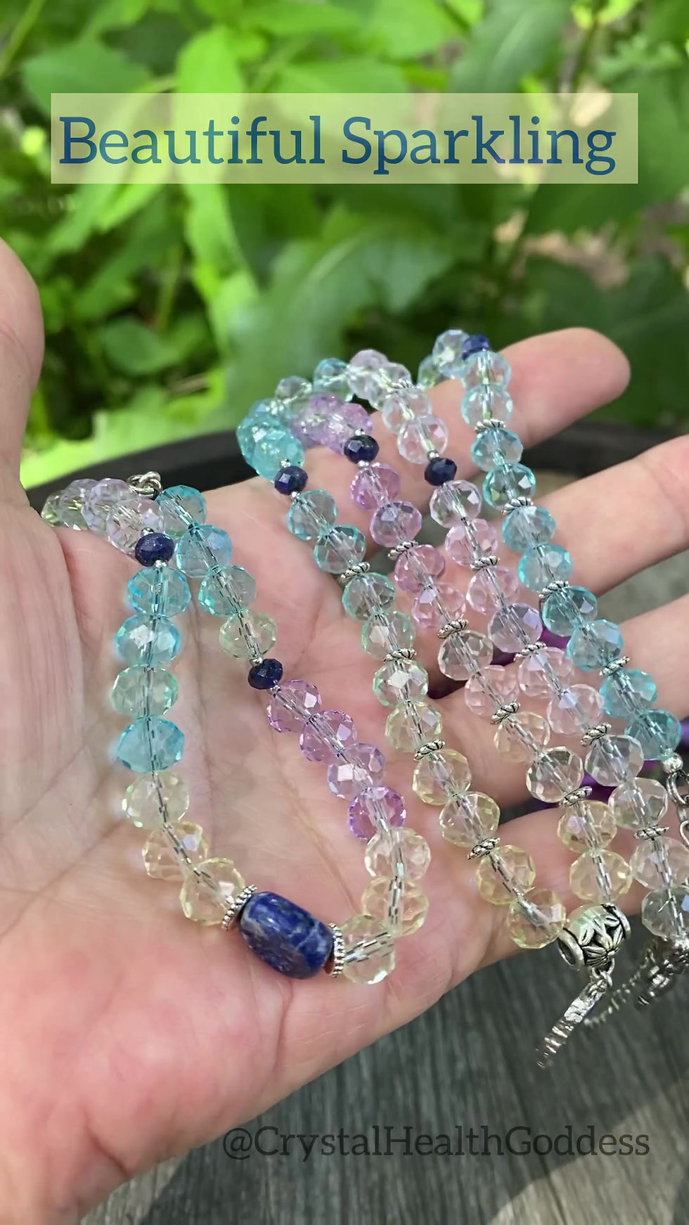 Thumbnail: Austrian Crystal With Lapis Lazuli Necklace + Bracelet Beautiful Sparkle
