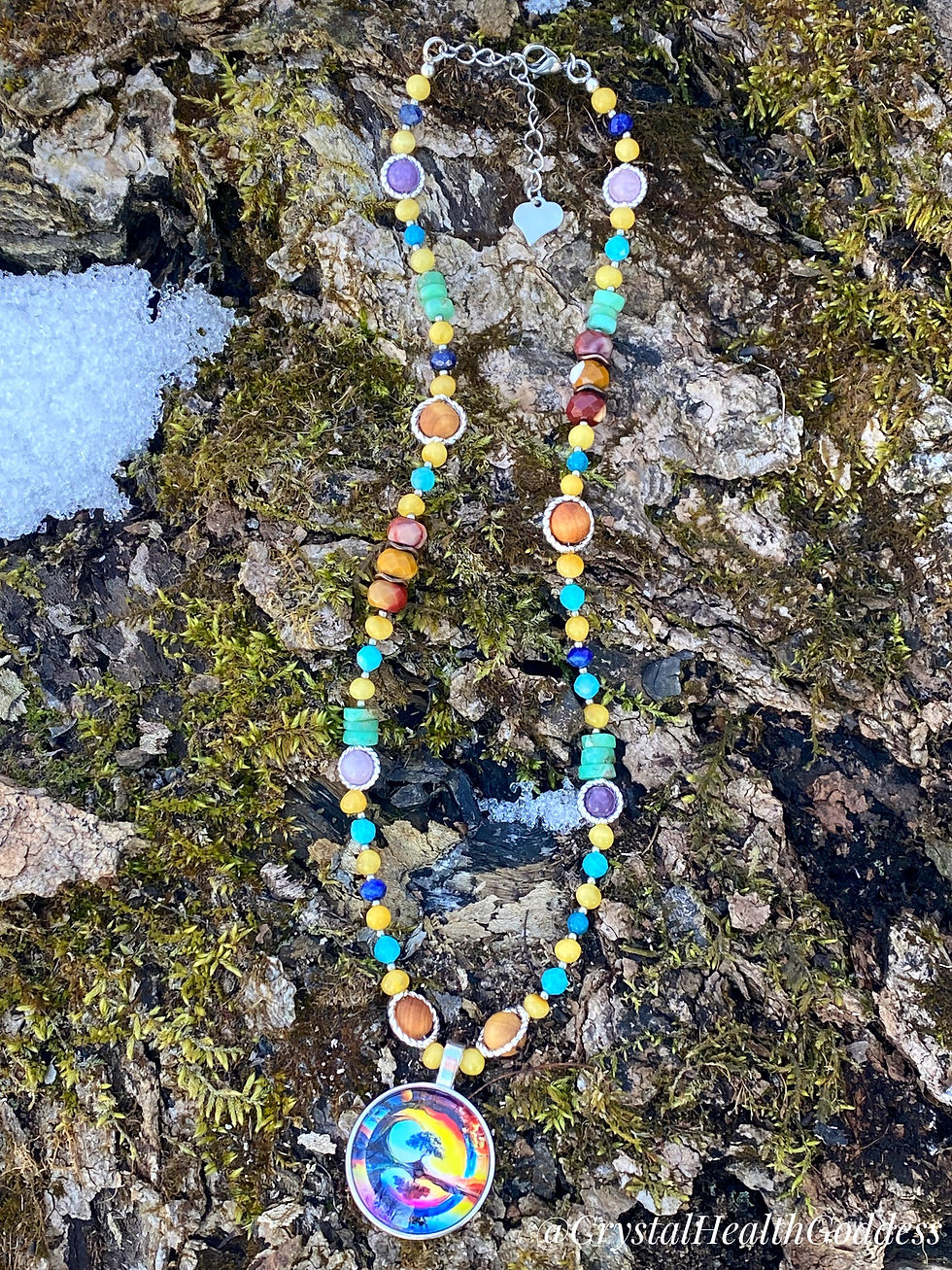 Thumbnail: Multi Gemstone Tree Of Life Scenic Necklace