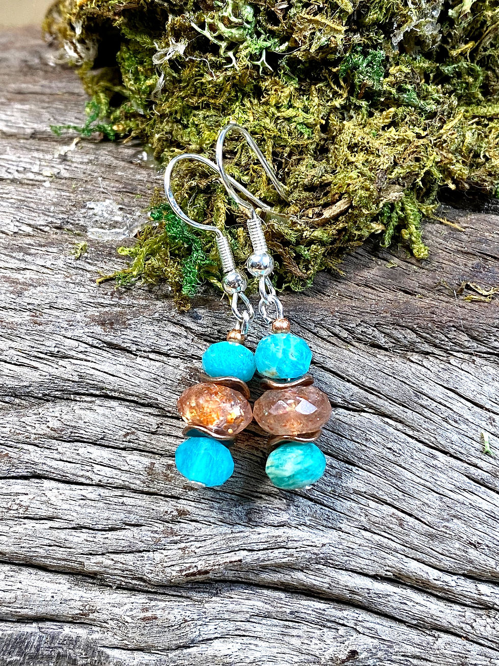 Thumbnail: Sunstone Peruvian Amazonite Earrings Short