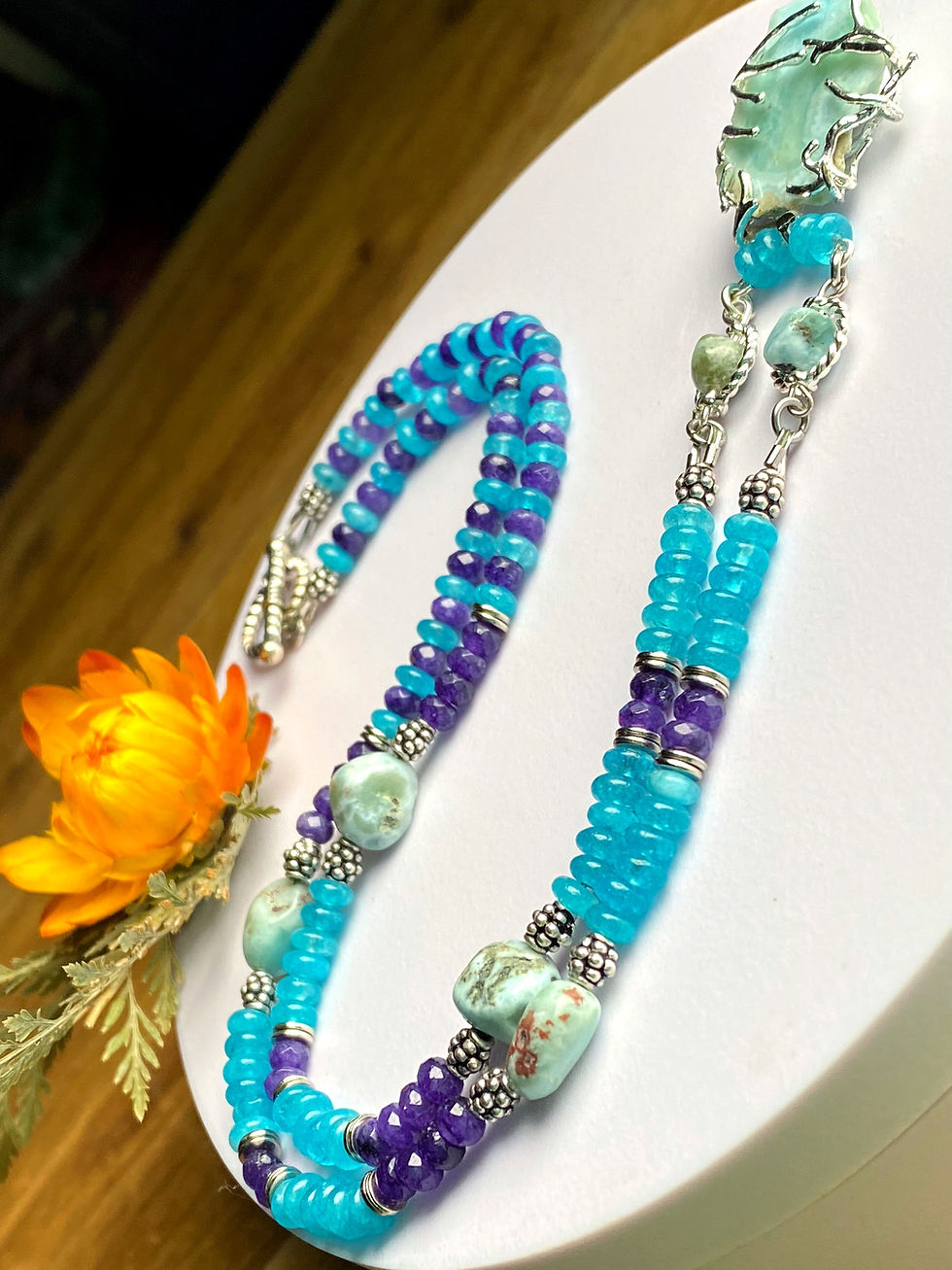 Thumbnail: Larimar with Chalcedony Necklace