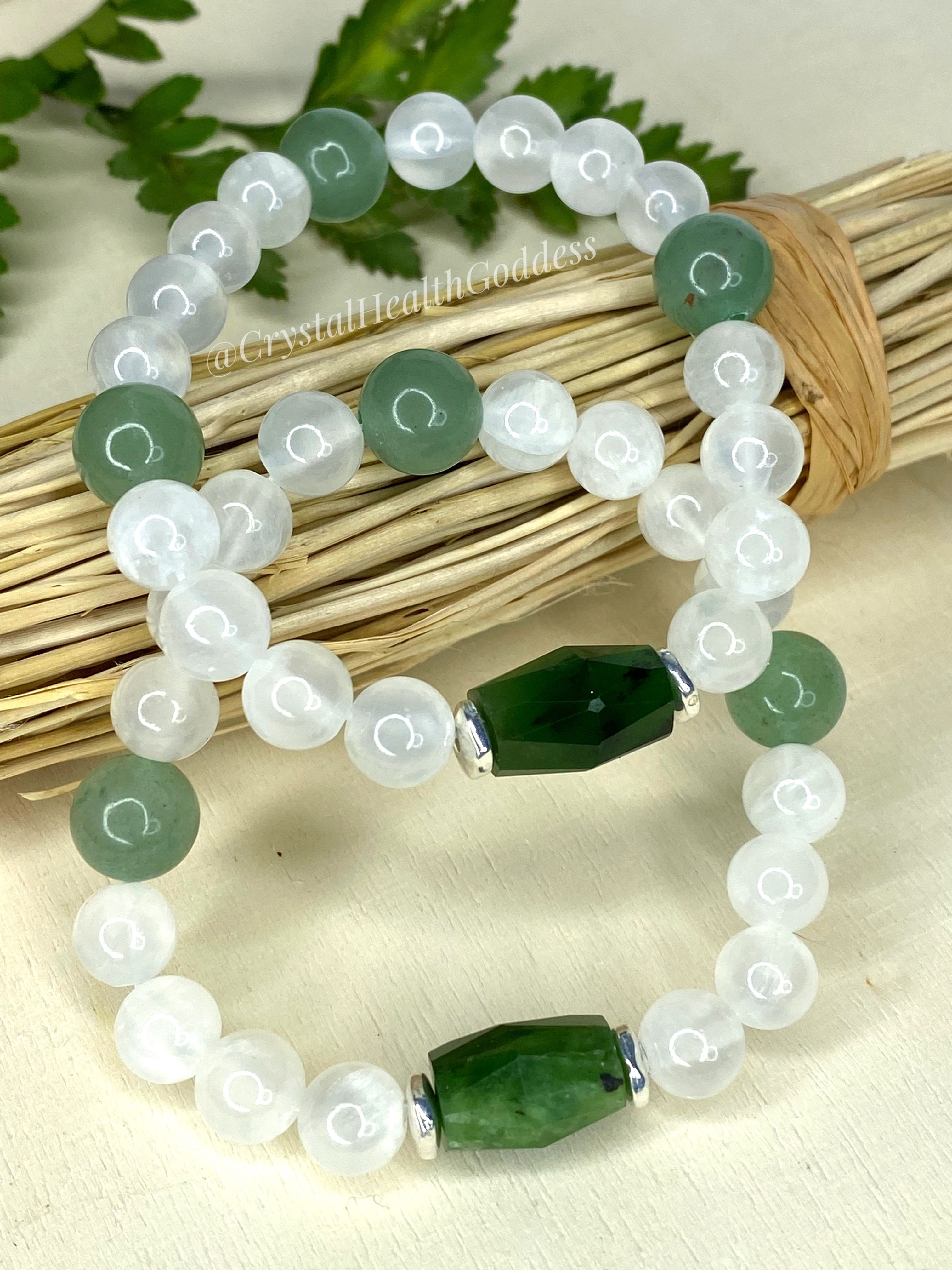 Selenite Green Jade Aventurine Bracelet