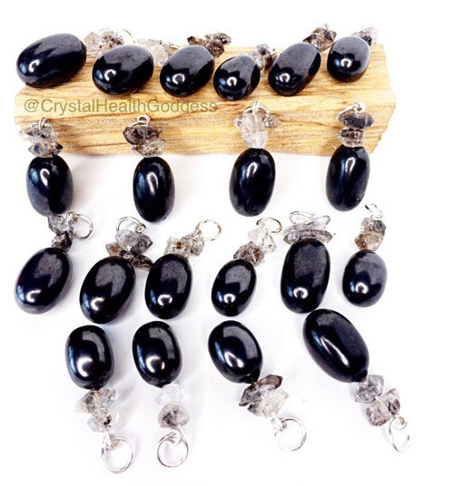 Thumbnail: Shungite Pendant With Herkimer 925 Sterling Silver