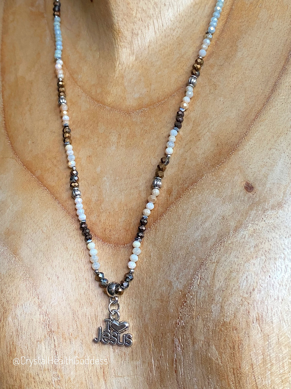 Thumbnail: I Love Jesus Christian Necklace with Austrian Crystals