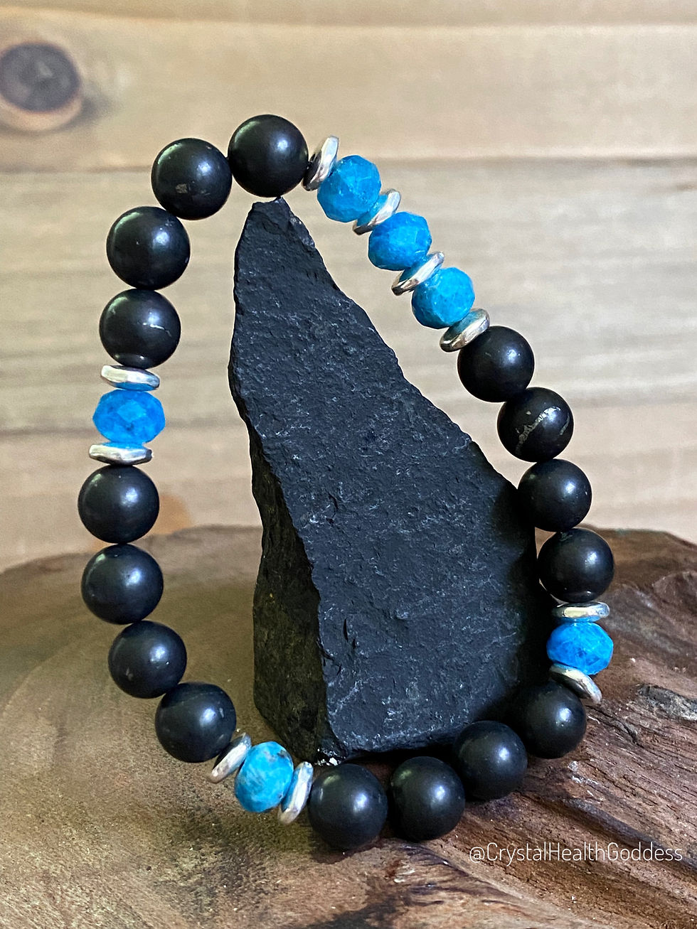 Thumbnail: Shungite Paraiba Blue Apatite Bracelet