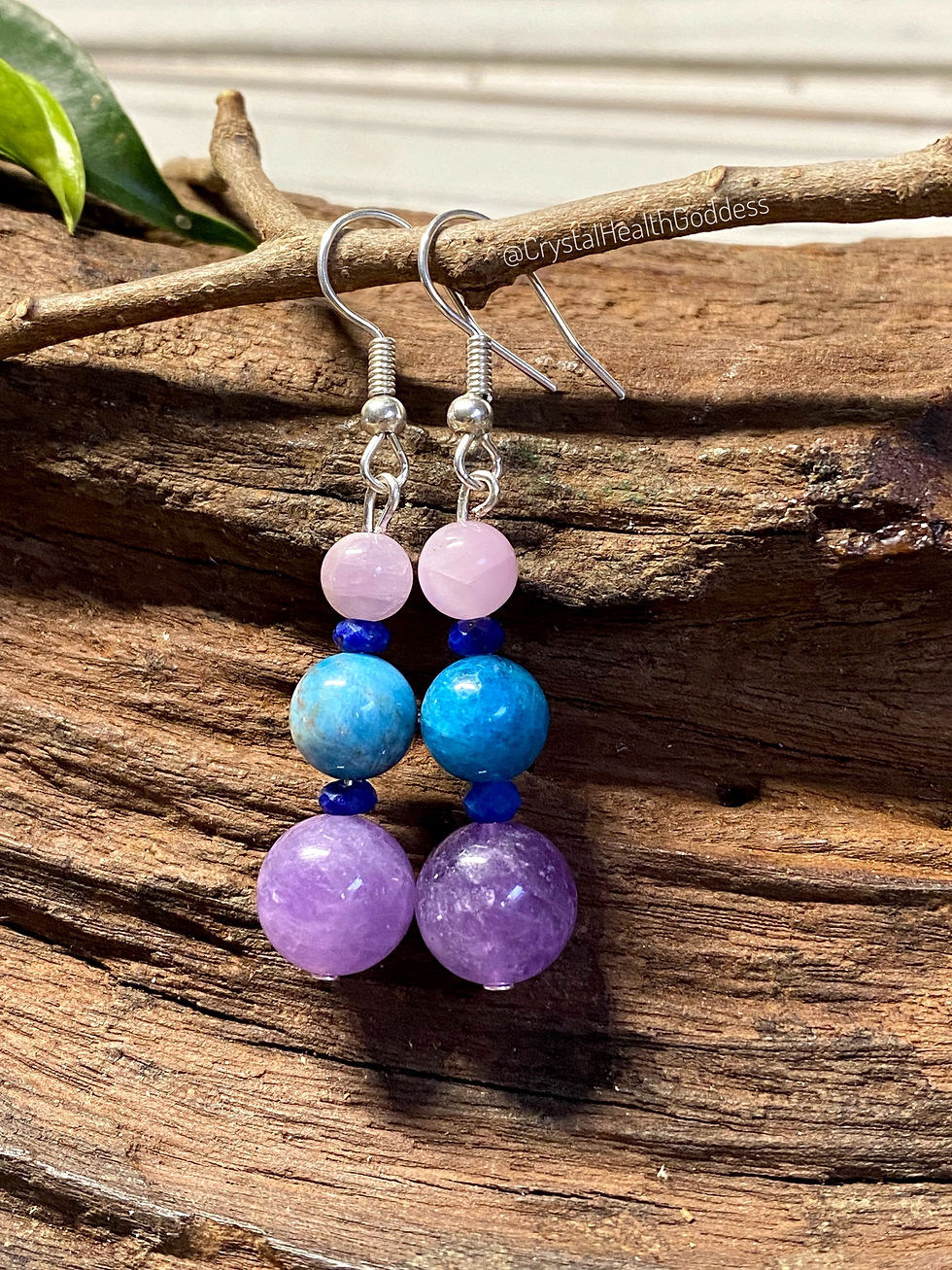 Thumbnail: Amethyst Blue Apatite Pink Kunzite Earrings