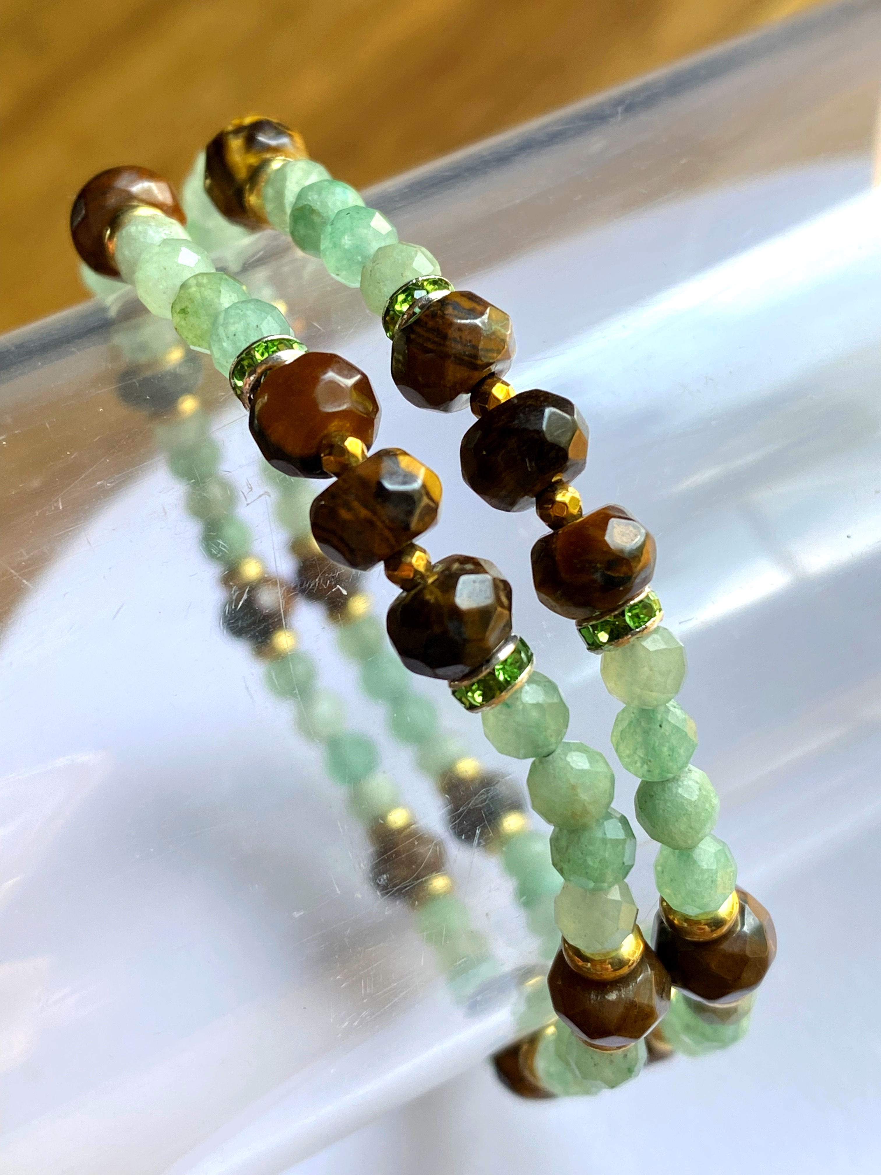Aventurine with Tiger Eye Minimalist Bracelet