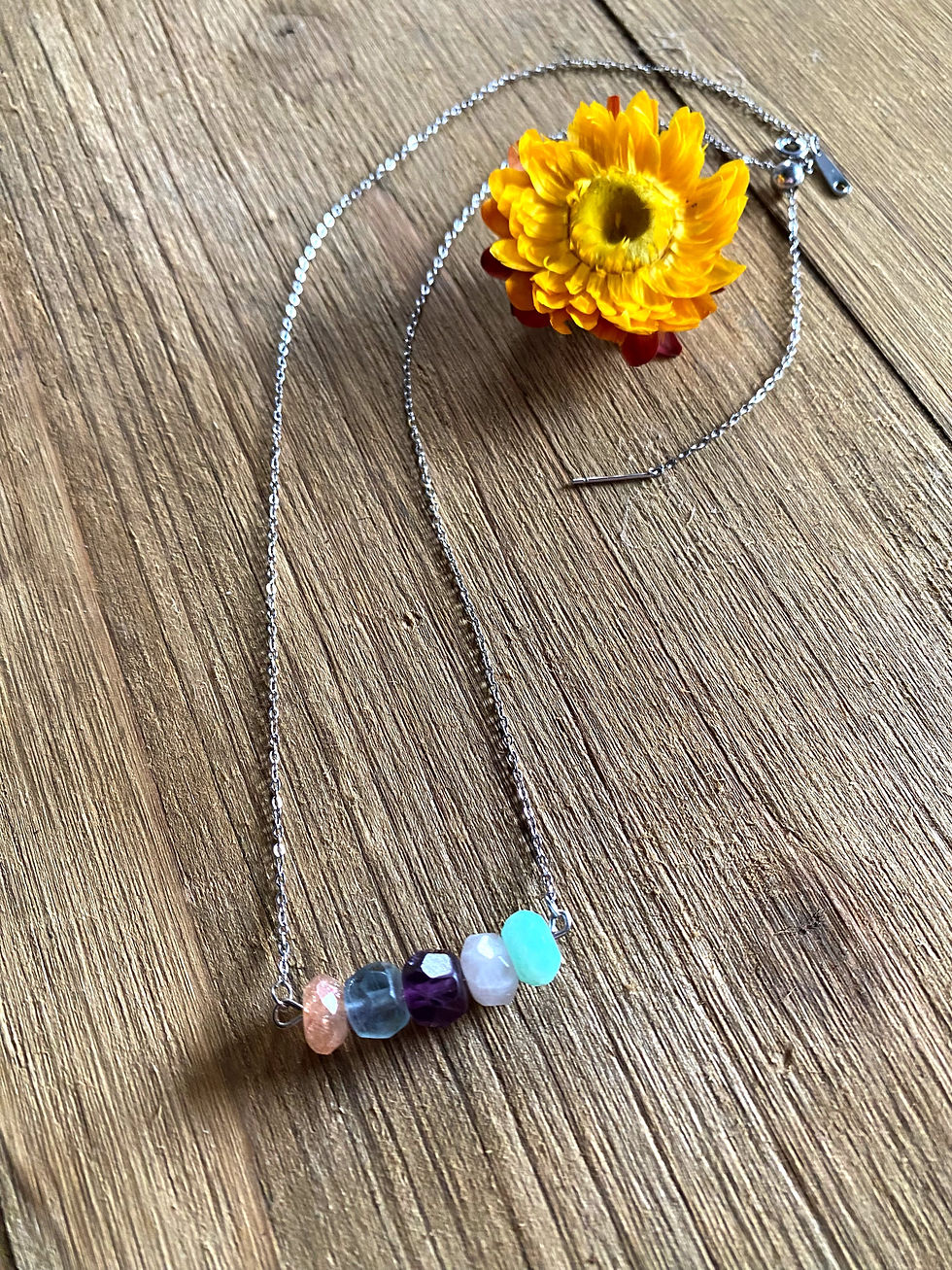 Thumbnail: Multi Gemstone Minimalist Dainty Necklace