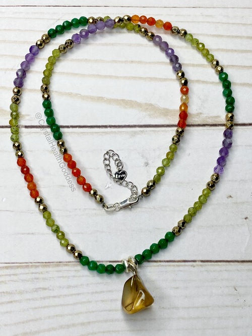 Thumbnail: Faceted Gemstone Prosperity Necklace With Natural Citrine