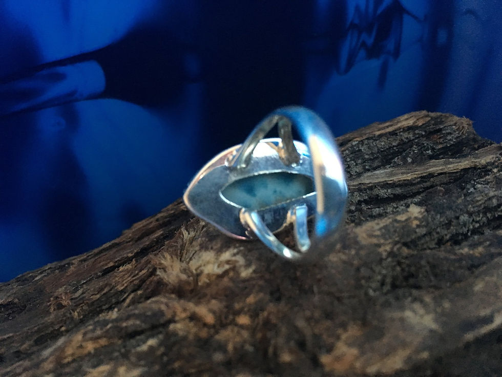 Thumbnail: Genuine Larimar Ring Size 7.5 set in 925 Sterling Silver. 