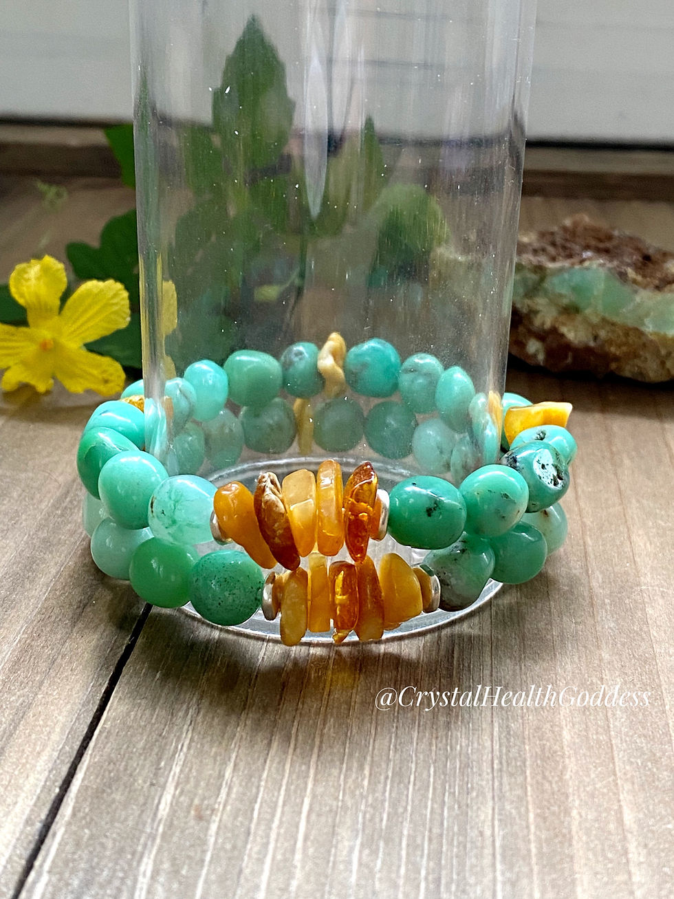 Thumbnail: Baltic Amber Chrysoprase Bracelet