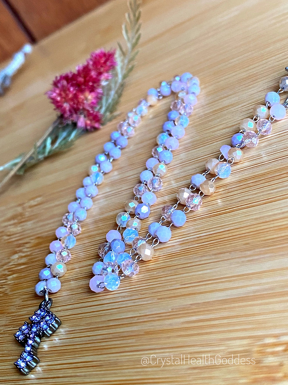 Thumbnail: Purple Cross Austrian Crystals Christian Necklace