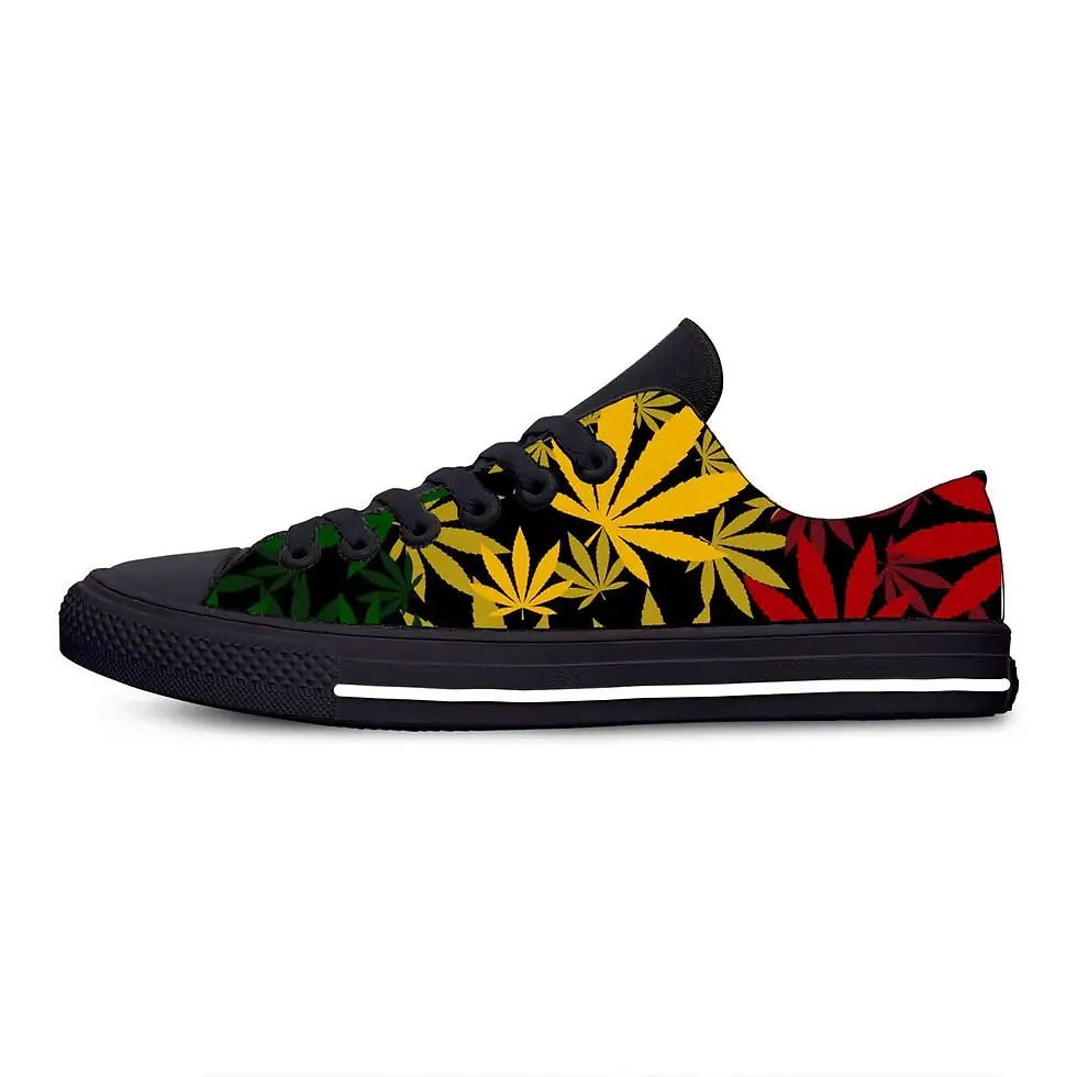 Thumbnail: Reggae Rasta Leaf Weed Pot Rastafarian Marijuana Casual Cloth Shoes Low Top Ligh