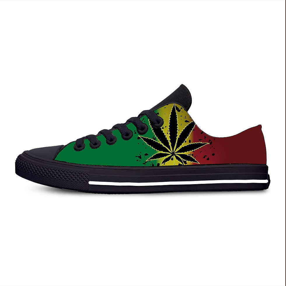 Thumbnail: Rasta Reggae Weed Leaf Low Top Sneakers