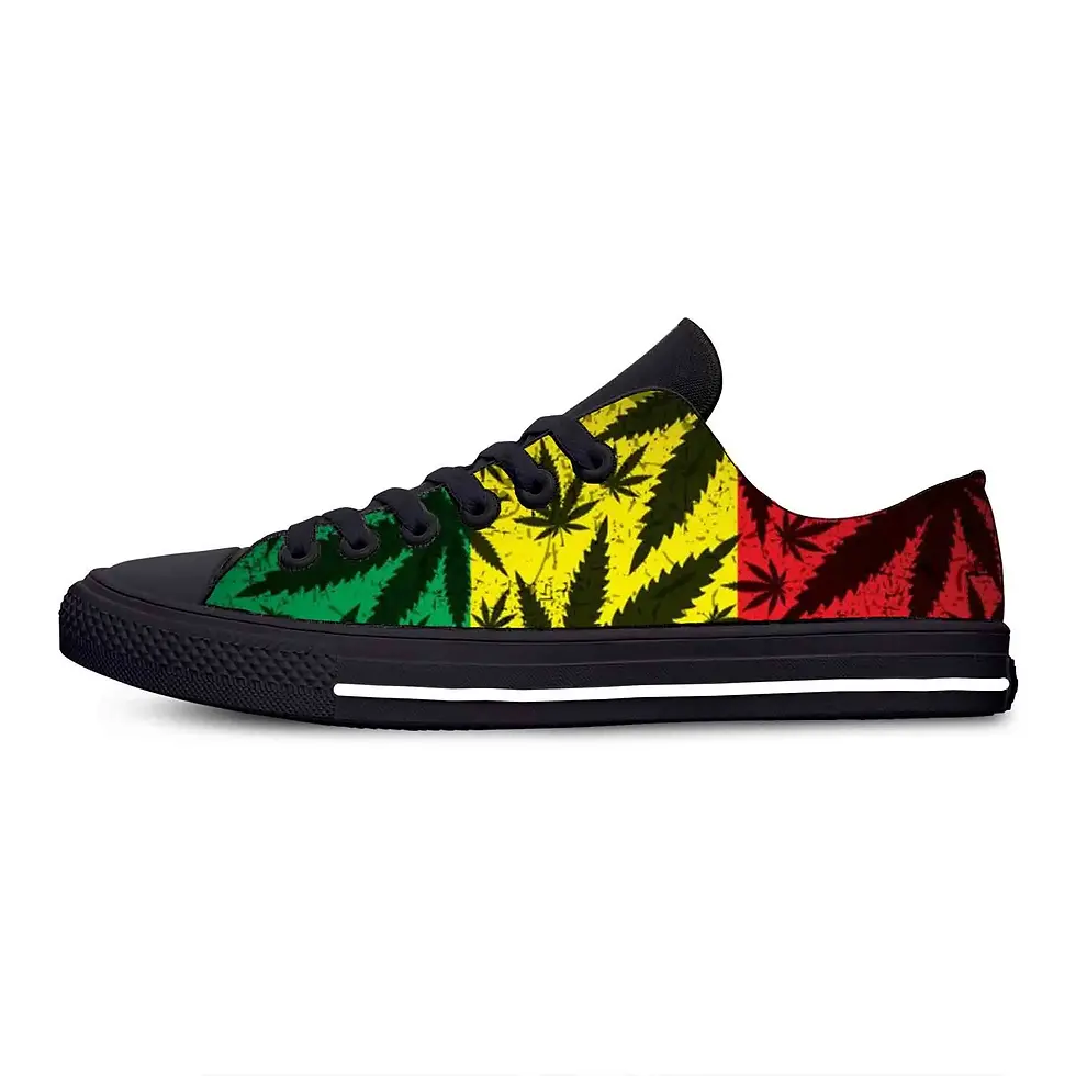 Thumbnail: Reggae Rasta Leaf Weed Pot Rastafarian Marijuana Casual Cloth Shoes Low Top Ligh