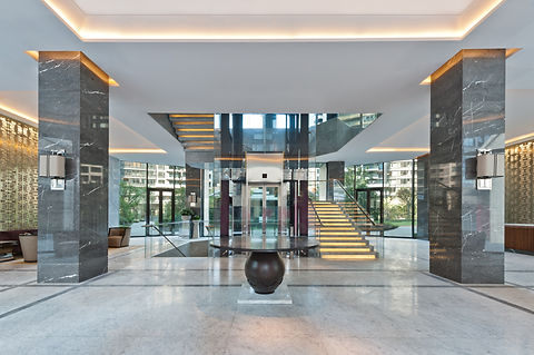 Stair case of an clubhouse bright illumi