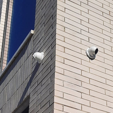 IP network security cameras installed on Philadelphia building