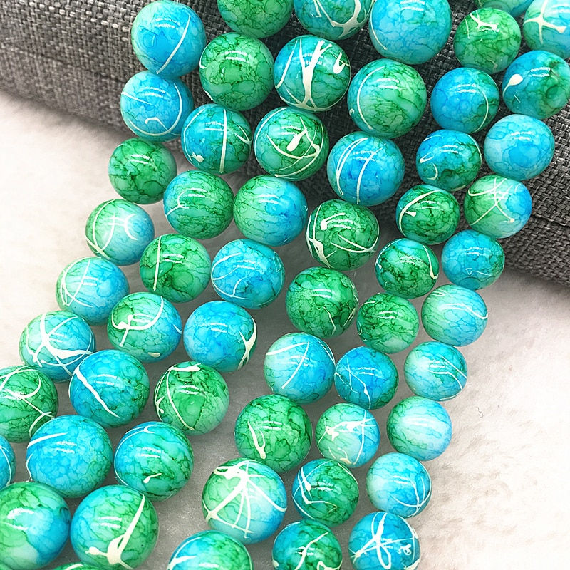 Thumbnail: Wholesale 4/6/8/10mm Glass Beads Round Loose Spacer Bracelet or Necklace