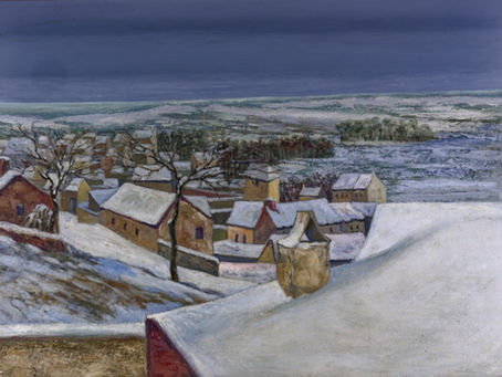 Paul VAN RYSSEL - Dr GACHET (1828 -1909) - "Auvers sur Oise sous la neige" - Huile sur toile